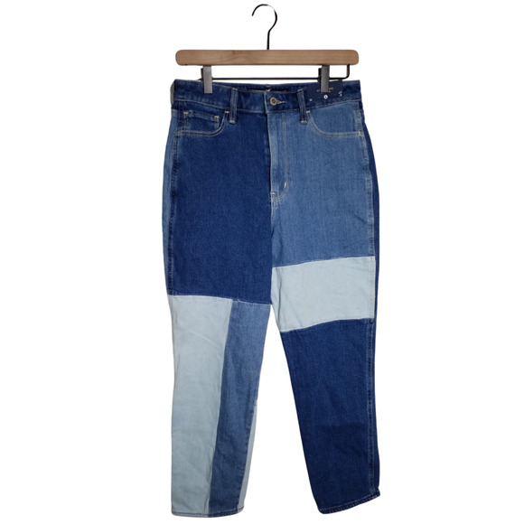 Hollister Ultra High Rise Mom Jeans Patchwork Denim NWT Size 5 Stretch - Picture 1 of 9